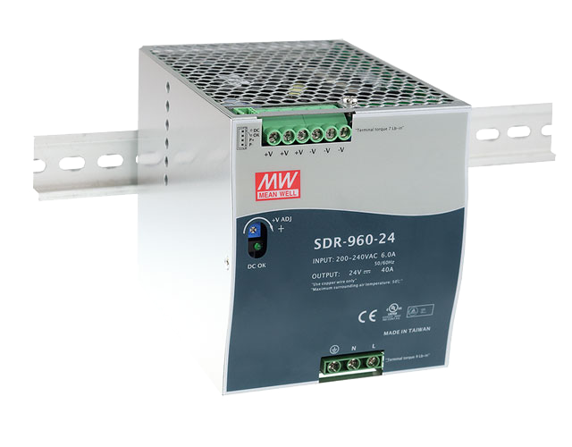 Mean Well SDR-960-24 Hutschienennetzteil DIN Rail 180-264VAC 24V 40A