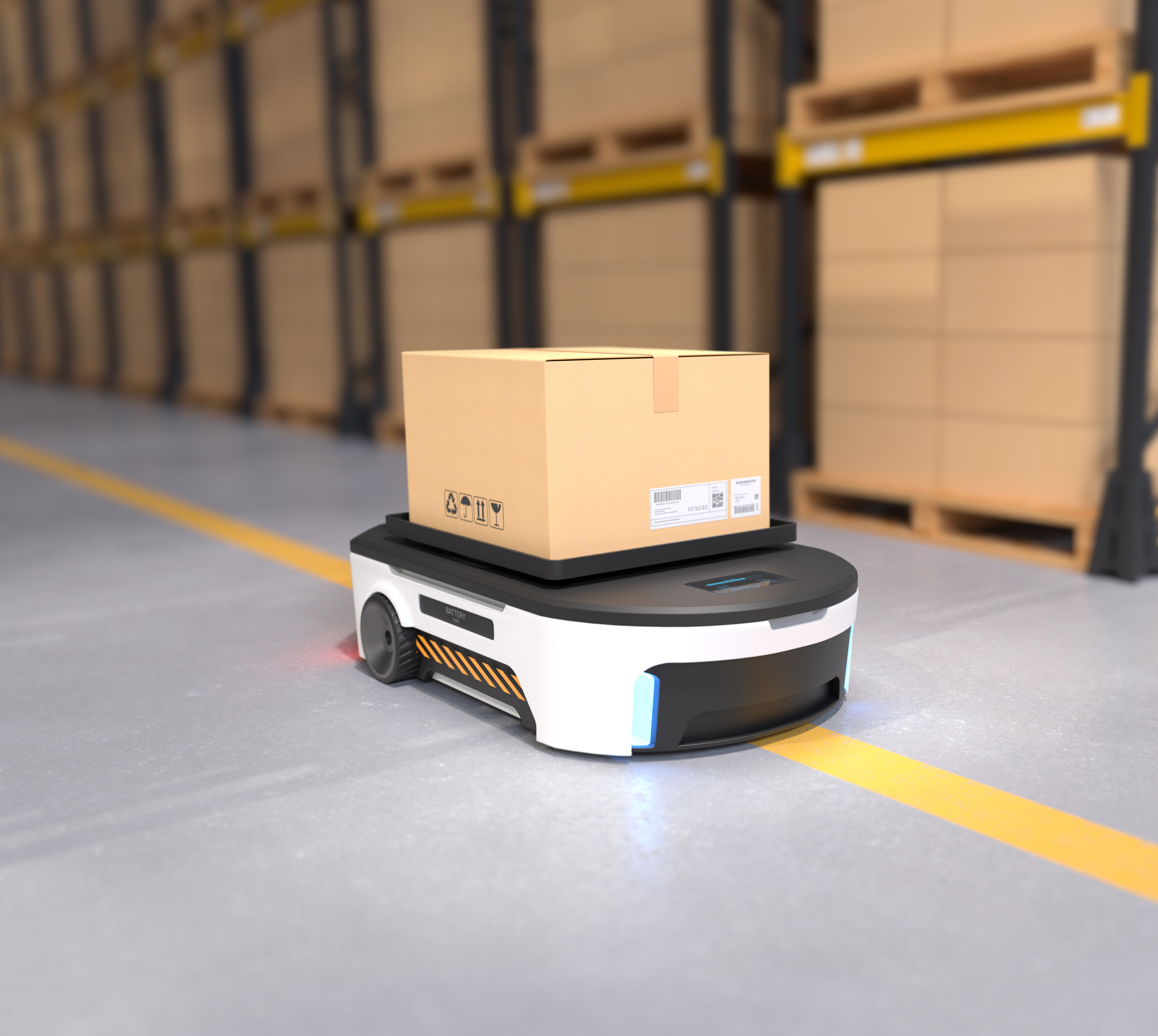 AGV Websitebanner AGV im Lager mit einer Kiste