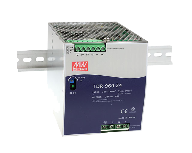 FORTEC Power | TDR-960-24: 960W 3-Phasen Dinrail Netzteil von Mean Well